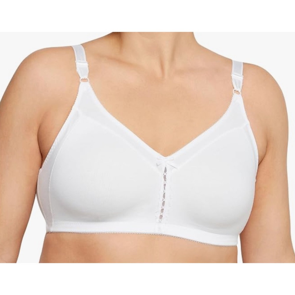 Bali White Double Support Wireless Full-Coverage Cotton T-Shirt Bra 36C NEW NWT